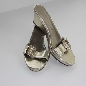 Ann Taylor Factory Metallic Gold Wedges